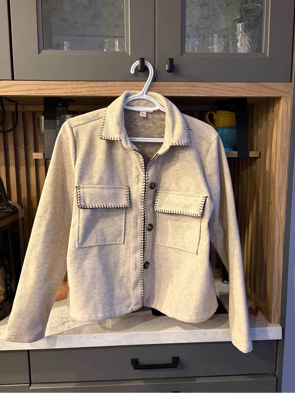 Heathered Taupe Knit Top Jacket